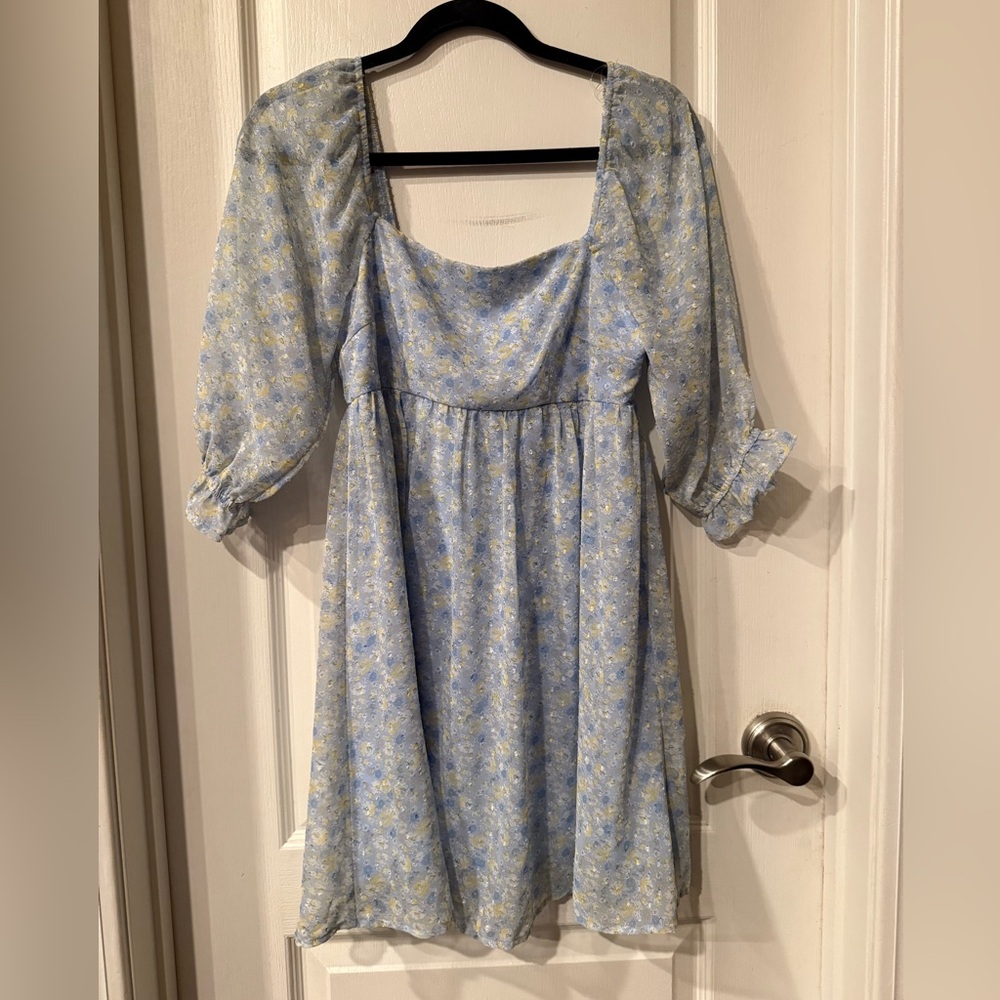 Nordstrom Blue and Yellow Floral Mini Dress